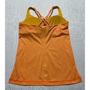 Lululemon Power Y Tank Top Orange Mustard Yellow Built-in Shelf Bra Yoga Women